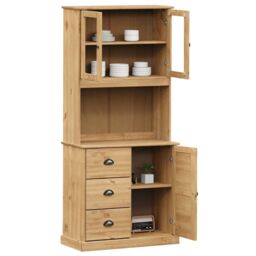 Berkfield Home Highboard VIGO 78x40x175 cm Solid Wood Pine in Brown - Size: 78 x 40 x 175 cm - thumbnail 3