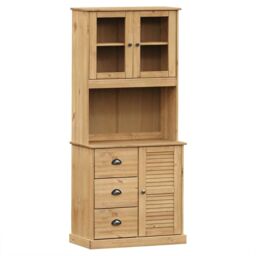 Berkfield Home Highboard VIGO 78x40x175 cm Solid Wood Pine in Brown - Size: 78 x 40 x 175 cm - thumbnail 2