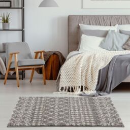 THE RUGS Moroccan Soft High Pile Shaggy Tribal Rugs & Runners Living Room in Grey - Size: 180 cm x 270 cm - thumbnail 7