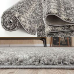 THE RUGS Moroccan Soft High Pile Shaggy Tribal Rugs & Runners Living Room in Grey - Size: 180 cm x 270 cm - thumbnail 3