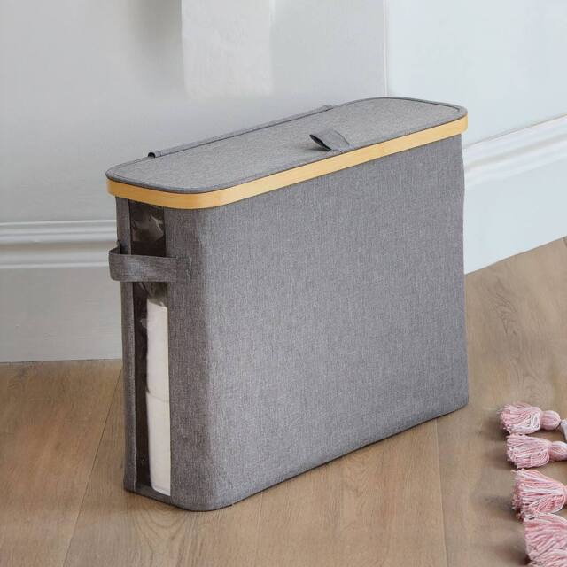 Clarsen Toilet Roll Storage Box with Side Window & Bamboo Trim - image 1
