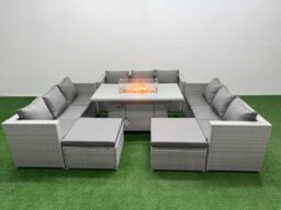 Fimous PE Rattan Lounge Sofa Set Outdoor Garden Furniture Set in Light Grey - thumbnail 1