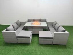 Fimous PE Rattan Lounge Sofa Set Outdoor Garden Furniture Set in Light Grey - thumbnail 2