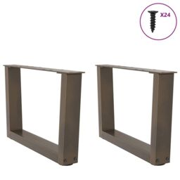 Berkfield Home Dining Table Legs V-Shape 2 pcs Natural Steel 50x(30-31.3) cm Steel in Brown - thumbnail 3