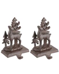 Dibor Set of 2 3D Reindeer Decorative Christmas Stocking Holders in Brown - Size: 2 Pack - thumbnail 2
