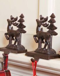 Dibor Set of 2 3D Reindeer Decorative Christmas Stocking Holders in Brown - Size: 2 Pack - thumbnail 1
