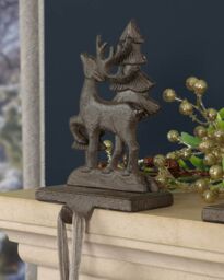Dibor Set of 2 3D Reindeer Decorative Christmas Stocking Holders in Brown - Size: 2 Pack - thumbnail 3