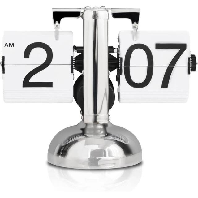 NESTLUNE Flip Down Clock Automatic Retro Digital Silent Decor in Silver - Size: 100 cm x 15 cm - image 1