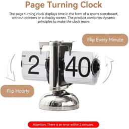 NESTLUNE Flip Down Clock Automatic Retro Digital Silent Decor in Silver - Size: 100 cm x 15 cm - thumbnail 6