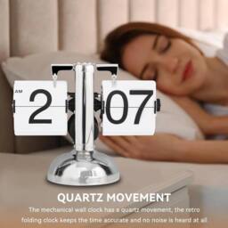 NESTLUNE Flip Down Clock Automatic Retro Digital Silent Decor in Silver - Size: 100 cm x 15 cm - thumbnail 3