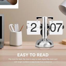 NESTLUNE Flip Down Clock Automatic Retro Digital Silent Decor in Silver - Size: 100 cm x 15 cm - thumbnail 2