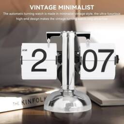 NESTLUNE Flip Down Clock Automatic Retro Digital Silent Decor in Silver - Size: 100 cm x 15 cm - thumbnail 4