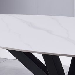 Artemis Home Firmo 160cm x 90cm White Stone Oval Dining Table - Size: 160 cm x 90 cm - thumbnail 3