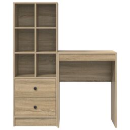 Berkfield Home Desk with Storage Sonoma Oak Engineered Wood in Beige - thumbnail 7