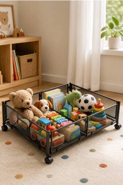 Garden Sanctuary Metal Underbed Wheeled Storage Container in Black - image 1
