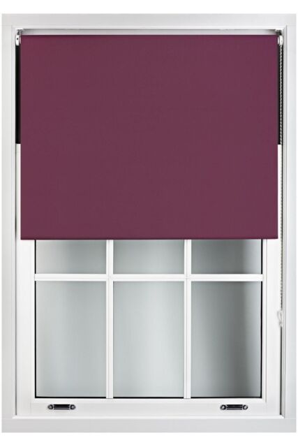 Furnished Aubergine Blackout Roller Blinds - Trimmable Window Shade for Home & Office - Size: 55 cm width x 210 cm drop - image 1