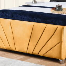 UK Bed Furniture Sunrise Slatted Base Upholstered Bed with 48 Inch Headboard in Mustard - Size: Super King - thumbnail 3