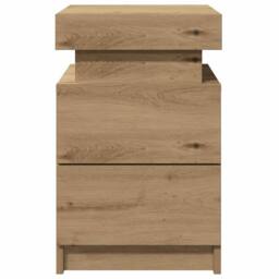 Berkfield Home Stylish Bedside Cabinet with LED Artisian Oak 35x39x55 cm Enginee in Brown - Size: 35 x 39 x 55 cm - thumbnail 7