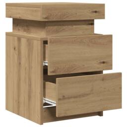 Berkfield Home Stylish Bedside Cabinet with LED Artisian Oak 35x39x55 cm Enginee in Brown - Size: 35 x 39 x 55 cm - thumbnail 6