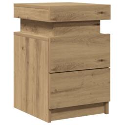 Berkfield Home Stylish Bedside Cabinet with LED Artisian Oak 35x39x55 cm Enginee in Brown - Size: 35 x 39 x 55 cm - thumbnail 1