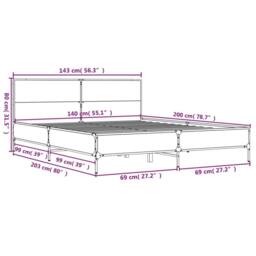 Berkfield Home Bed Frame without Mattress Brown Oak 140x200 cm - thumbnail 9