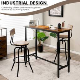 Havendro Rectangular Dining Table For Small Space Counter Height Bar Table in Brown - thumbnail 4