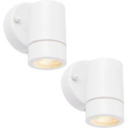Loops 2 PACK Dimmable Outdoor IP44 Downlight - 7W GU10 LED - Gloss White & Glass