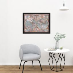 "Artery8 Wall Art Print Speed 1626 Pictorial Map World Hemispheres Large Framed Wall Décor Art in White - Size: W18"" x H24""" - thumbnail 2