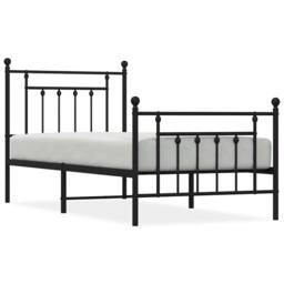 Berkfield Home Metal Bed Frame with Headboard & Footboard Black 90x200 cm - thumbnail 3
