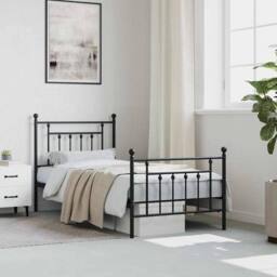 Berkfield Home Metal Bed Frame with Headboard & Footboard Black 90x200 cm - thumbnail 4