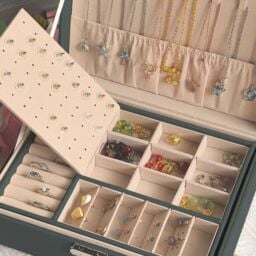 Modcraft Women's 2-Layer Grey or White Jewellery Organizer Box - Storage Case in Dark Grey - thumbnail 4