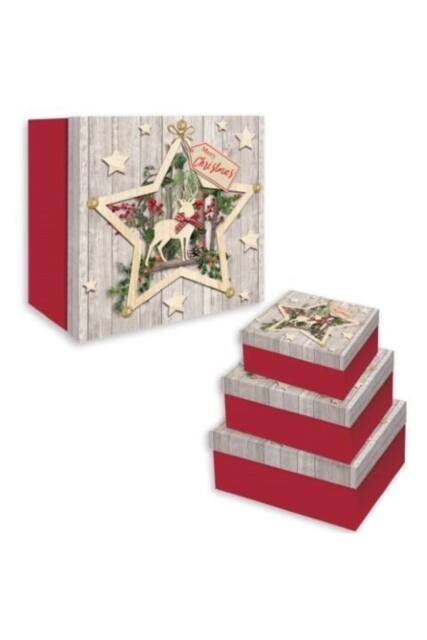 KDMD Wooden-Effect Star Nested Gift Boxes Set of 3 - image 1