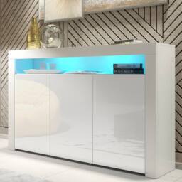 Creative Furniture Aether Sideboard 155cm - White with Gloss Doors & LED Lights - thumbnail 5