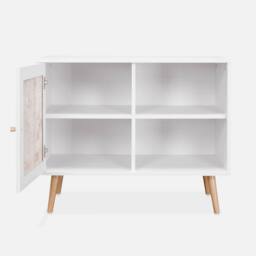 sweeek 80cm Scandi-style Storage Cabinet With Wooden & Cane Rattan in White - thumbnail 3