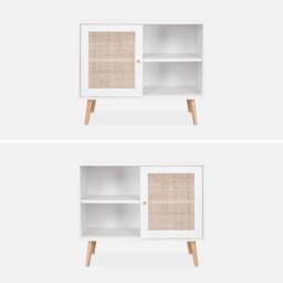 sweeek 80cm Scandi-style Storage Cabinet With Wooden & Cane Rattan in White - thumbnail 2