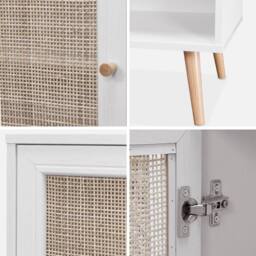 sweeek 80cm Scandi-style Storage Cabinet With Wooden & Cane Rattan in White - thumbnail 4