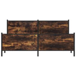 Berkfield Home Metal Bed Frame without Mattress Smoked Oak 200x200 cm in Brown - thumbnail 5