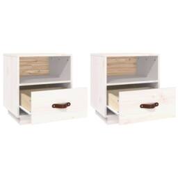 Berkfield Home Beautiful Bedside Cabinets 2 pcs White 40x34x45 cm Solid Wood Pine - Size: 40 x 34 x 45 cm - thumbnail 6