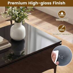 Costway Modern Lift Top Coffee Table Sofa Side Table High Gloss Accent Table in Black - thumbnail 8