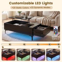 Costway Modern Lift Top Coffee Table Sofa Side Table High Gloss Accent Table in Black - thumbnail 7