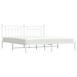 Berkfield Home Metal Bed Frame with Headboard White 200x200 cm - thumbnail 4