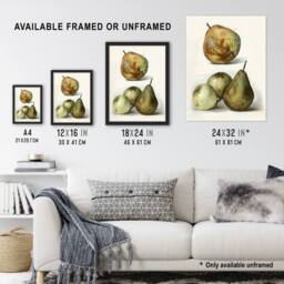 Artery8 Pear Varieties Vintage Fruit Illustration Wright Framed Wall Art Print in White - Size: A4 - thumbnail 3