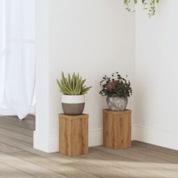 Berkfield Home Plant Stands 2 pcs Artisan Oak 10x10x18 cm Engineered Wood in Brown - Size: 10 x 10 x 18 cm - thumbnail 1