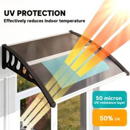 OUTSUNNY Door Canopy Outdoor Awning Rain Shelter for Window Porch, Brown - thumbnail 4