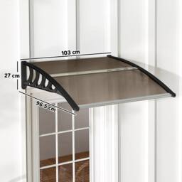 OUTSUNNY Door Canopy Outdoor Awning Rain Shelter for Window Porch, Brown - thumbnail 3