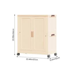 FORGEVIO Wardrobe Storage Cabinet with Wheels Plastic Closet Clothes Rail in Beige - thumbnail 2
