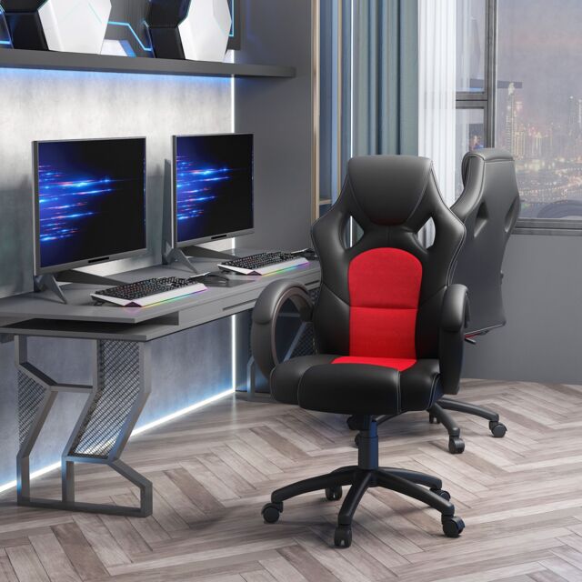 VINSETTO Racing Gaming Chair Swivel Home Office Gamer Chair with Wheels in Red - image 1