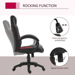 VINSETTO Racing Gaming Chair Swivel Home Office Gamer Chair with Wheels in Red - thumbnail 6