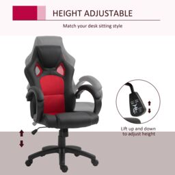 VINSETTO Racing Gaming Chair Swivel Home Office Gamer Chair with Wheels in Red - thumbnail 4