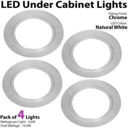 Loops 4x CHROME Round Flush Under Cabinet Kitchen Light & Driver Kit - Natural White LED - thumbnail 3